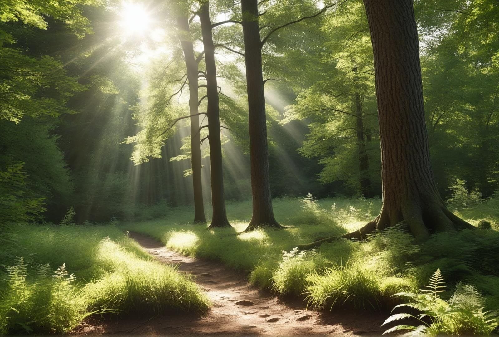 Journey Imagined path though a sunlit forest